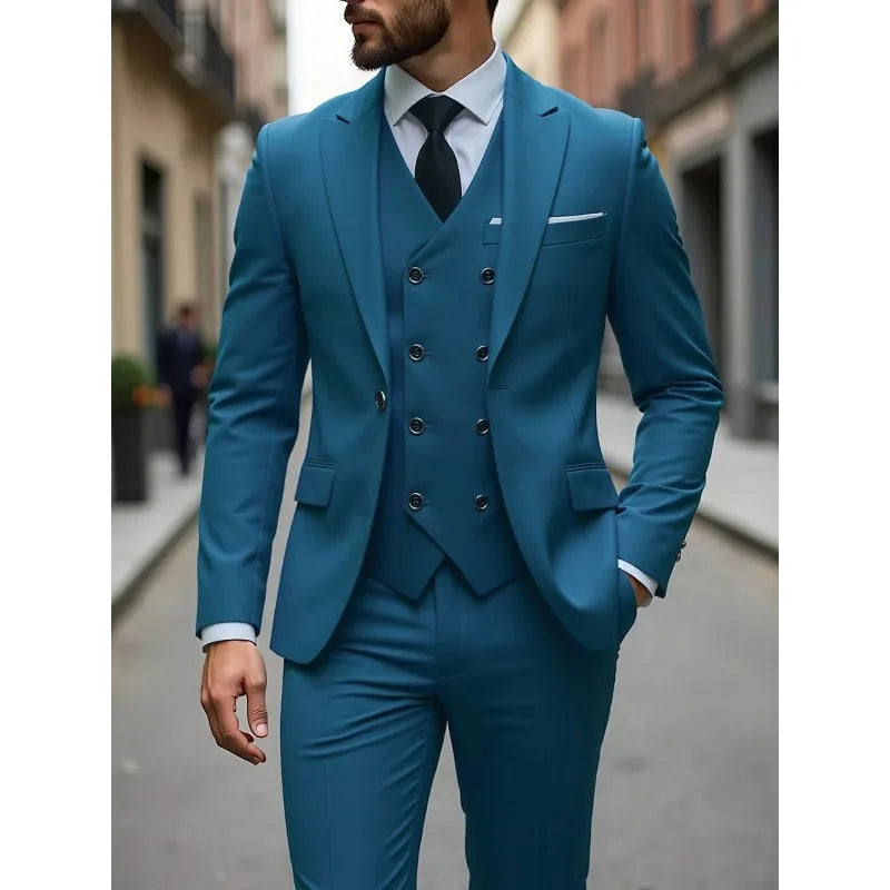 Single Breasted Men's Suit Formal Wear 3 Piece Set Four Seasons Traje Americana Hombre suit men traje amerimens suits 3 piece