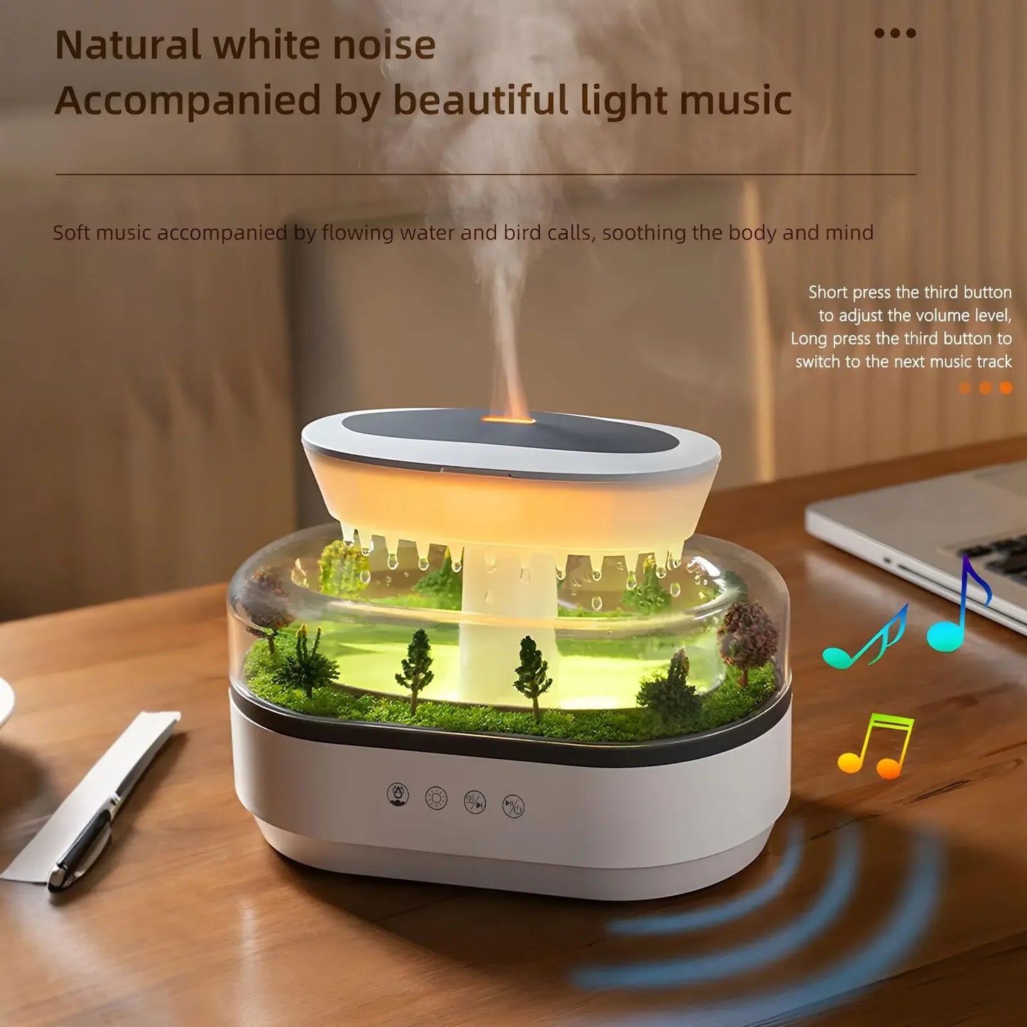 Aroma Humidifier Raindrop Air Humidifier Colorful Light White Noise Essemtial Oil Diffuser Home Ultrasonic Fragrance Diffuser
