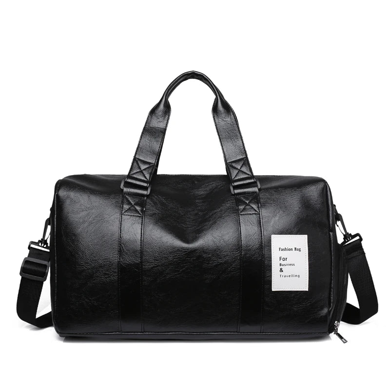 Large Capacity Waterproof Gym Duffel Bag with Wet/Dry Compartments, Black Travel & SportsBagwith AdjustableShoulderStrap, GymBag
