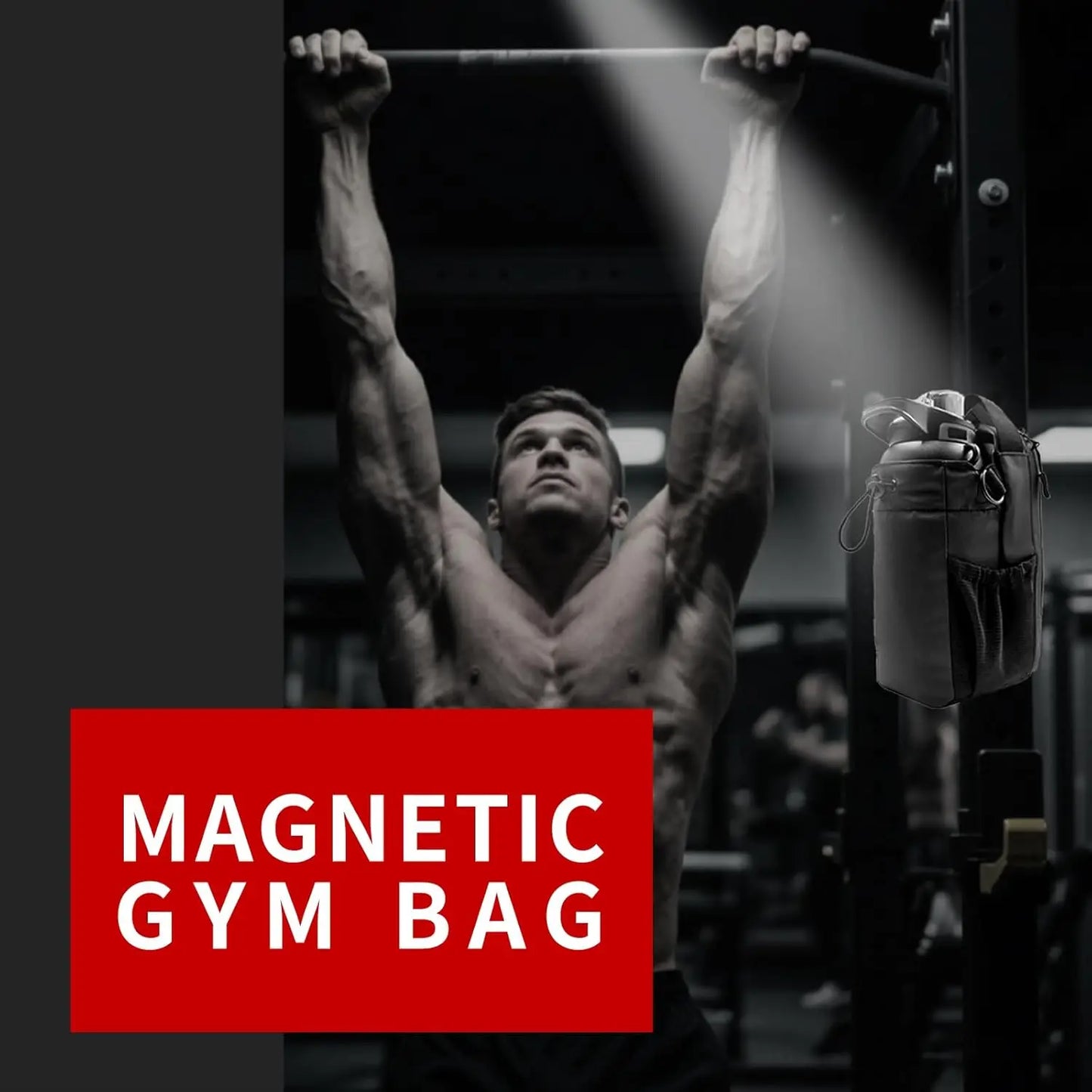 HOT !!! Magnetic Gym Water Bottle Storage Bag -Unisex Magnetic Phone Storage Bag Holds Gym Water Bottles with Strap, 9.84" Tall
