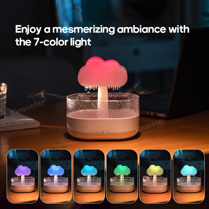 Clouds Raindrops Aromatherapy Diffuser Aroma Essential Oil Zen Rain drops Desktop Air Humidifier Freshener Colorful Lights Gift