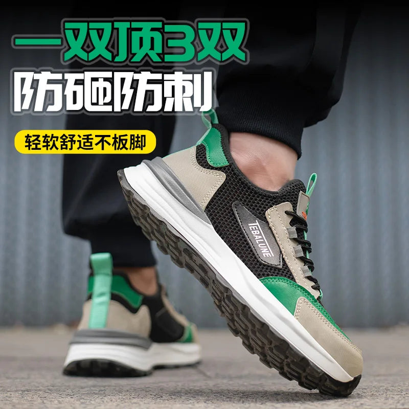 Plastic Toe Summer Breathable Labor Shoes Composite Toe Cap Indestructible Work Safety Boots Sneakers Lightweight Male Shoes