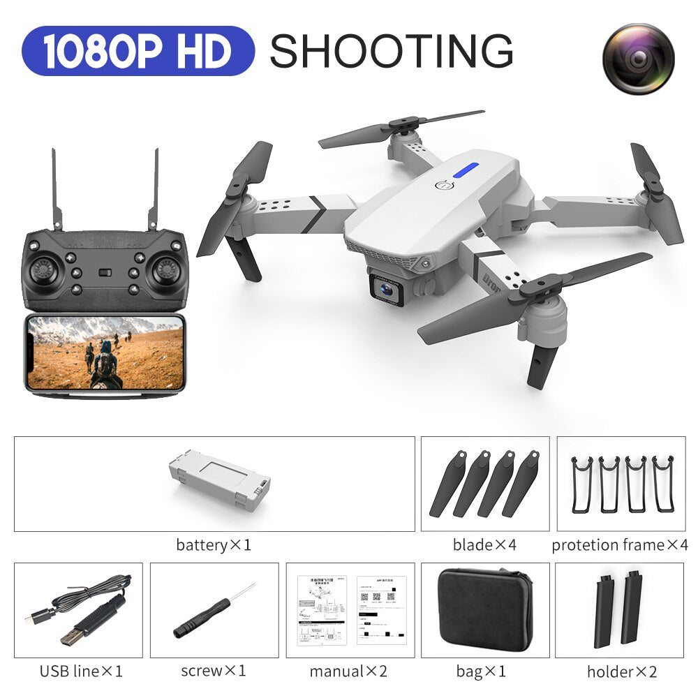 E88Pro RC Drone 4K Professional With 1080P Wide Angle HD Camera Foldable RC Helicopter WIFI FPV Height Hold Gift Toy