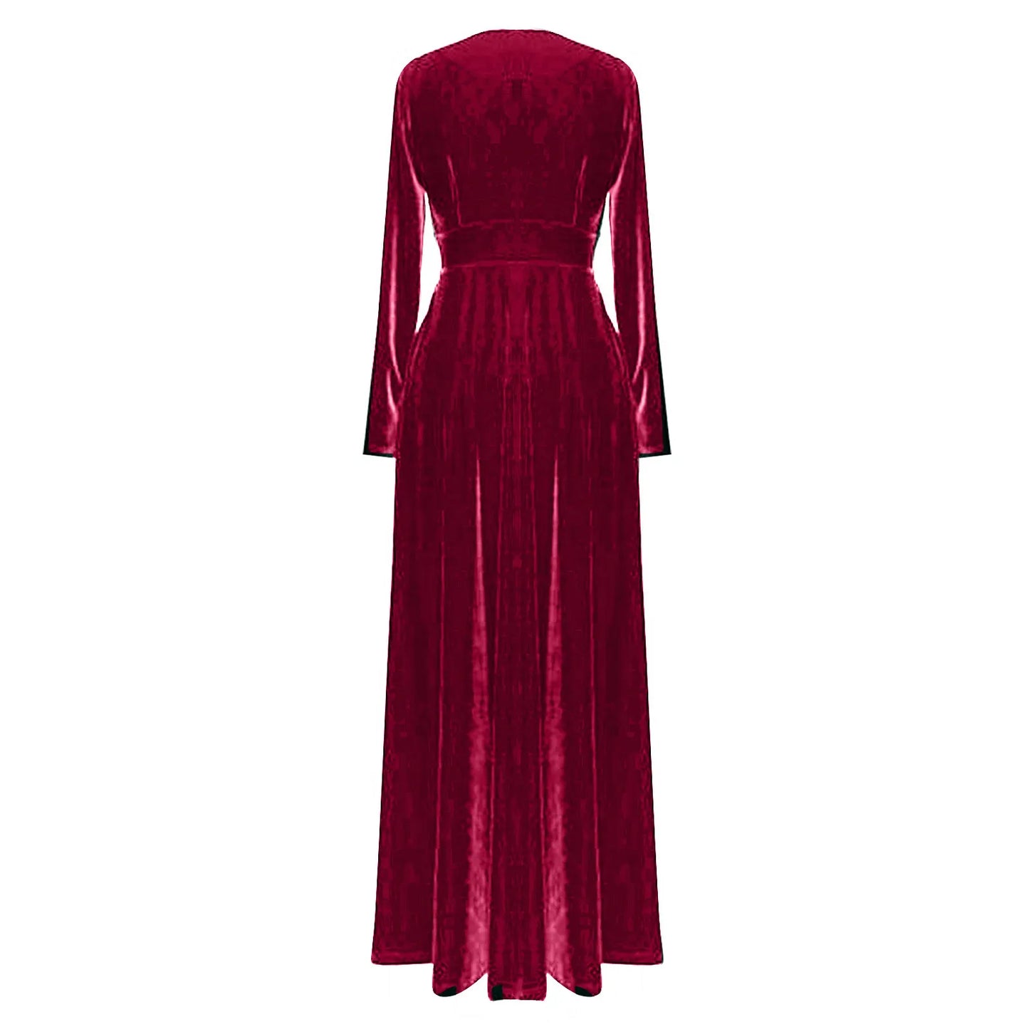 Women'S dress Autumn And Winter Velvet V-Neck Solid Color Long-Sleeved Party Dress Elegant Evening Party Gown Outfits Red Velvet