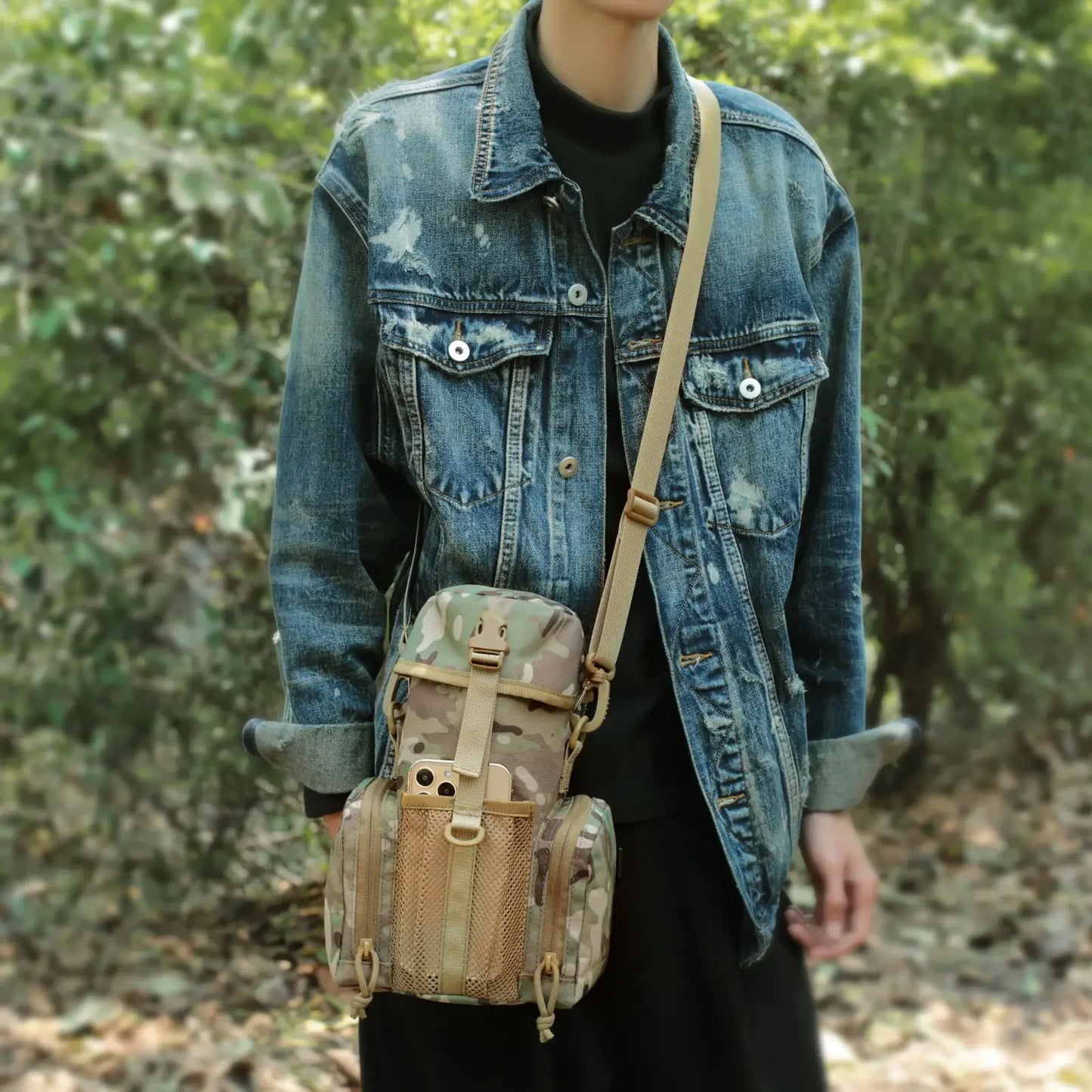 Water Bottle Pouch Molle Shoulder Bag Phone Holder Outdoor Sports Travel Fishing Camping Hiking Hunting Kettle Waist Pack Bags