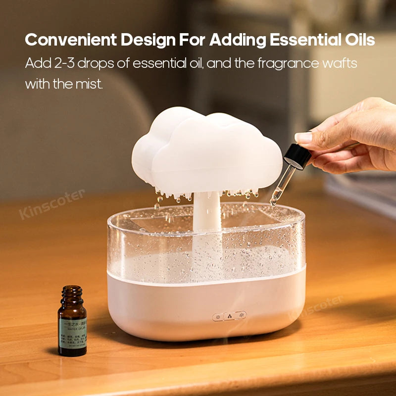 Clouds Raindrops Aromatherapy Diffuser Aroma Essential Oil Zen Rain drops Desktop Air Humidifier Freshener Colorful Lights Gift