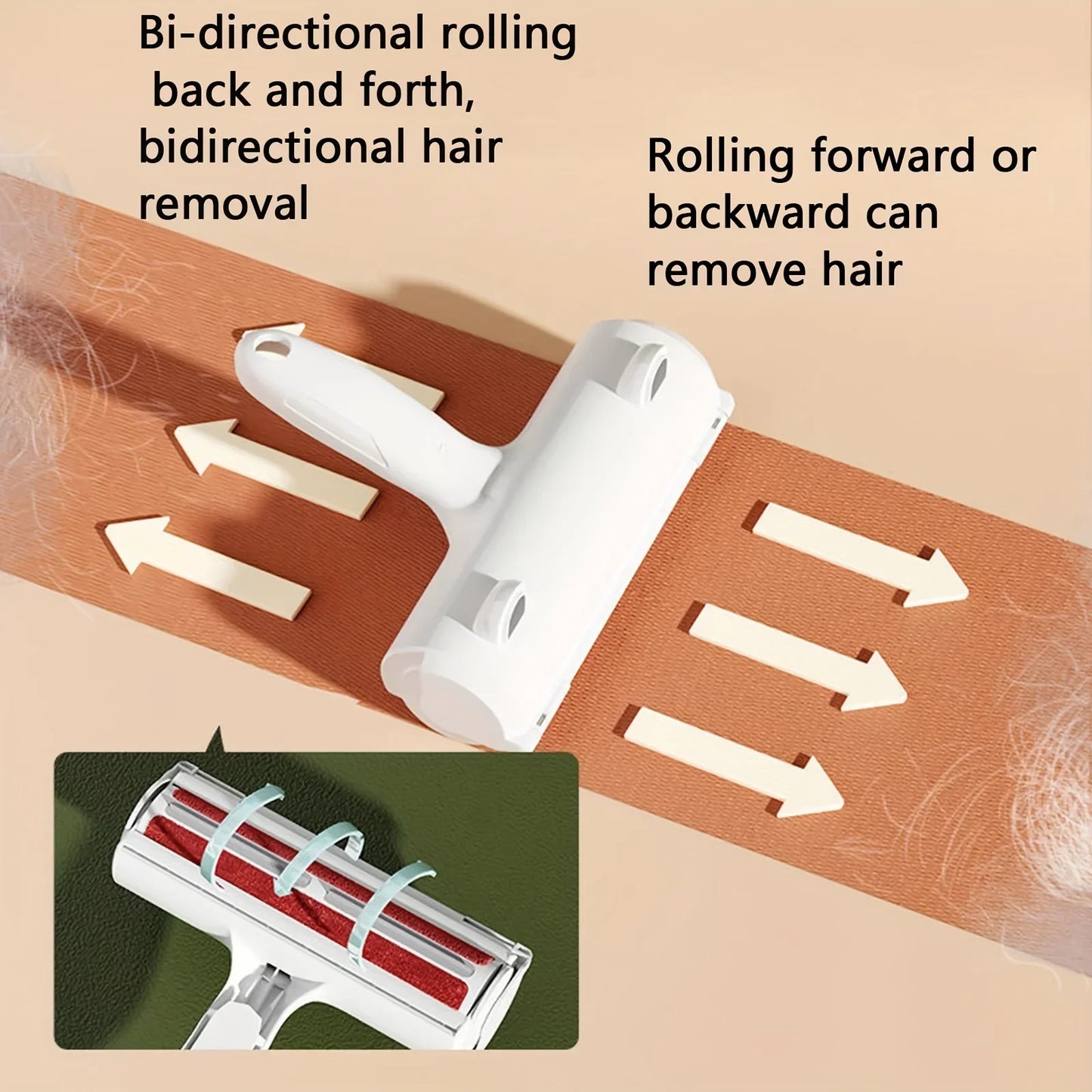 Cat Hair Removal Brush Large Pet Fluff Roller Portable Washable Cat Dog Lint Furniture Sofa Cleaning Tool Reusable Self-cleaning