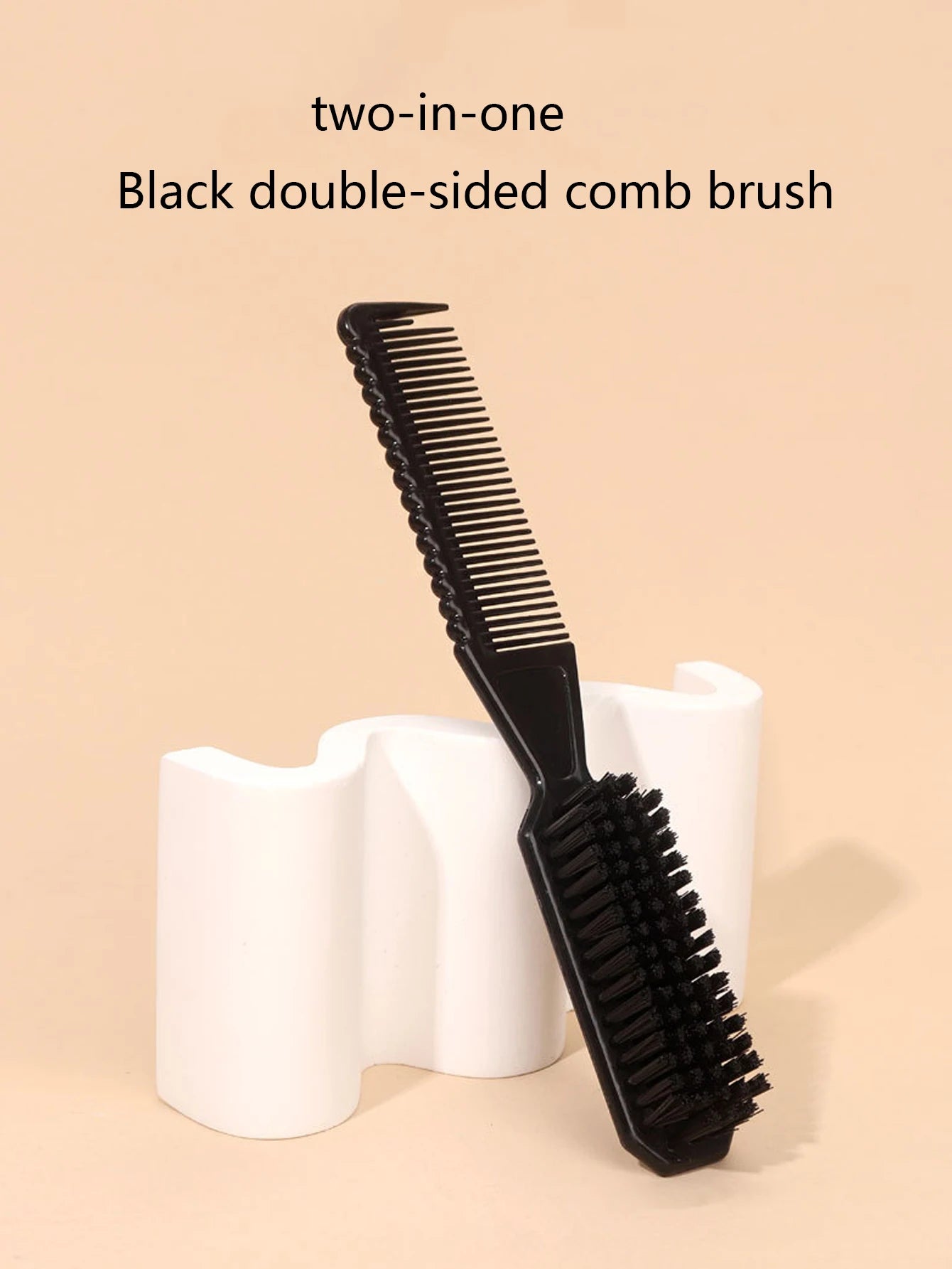 double-sided comb brush wave shaped comb professional mustache comb brush hairdresser cleaning brush Special for real hair wigs