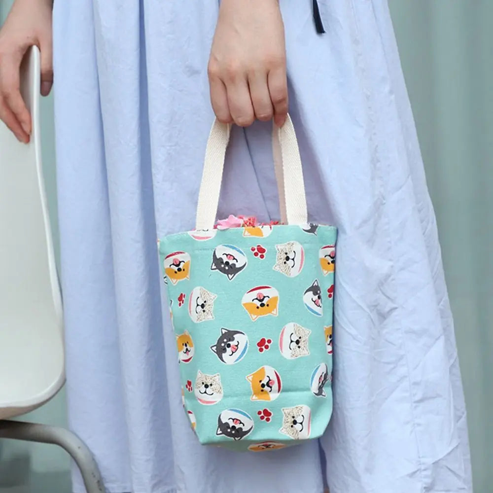 Water Bottle Canvas Storage Bags Milk Tea Cup Bags Tote Bag Portable Mug Holder Sleeve Aquaflask Beverage Bag Cup Sleeve