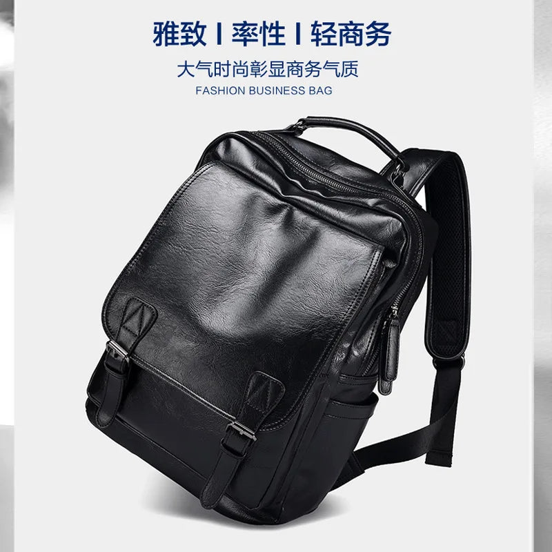 2023 New Fashion Brand Fashion Men's Leather Backpack  Business Leisure Travel Backpack