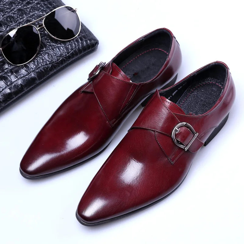 Men's Dress Shoes Formal Oxford Shoe for Man Wedding Dress Brand PU Leather Trendy Buckles Big Size Male Business Footwear