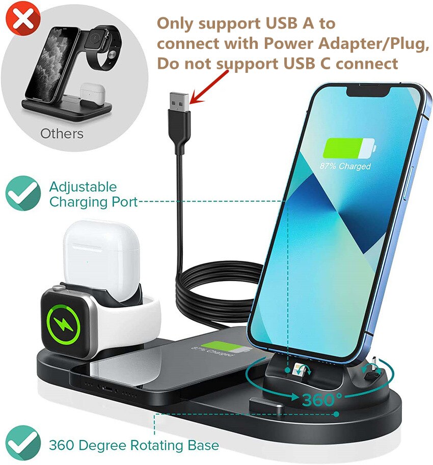 30W 7 in 1 Wireless Charger Stand Pad