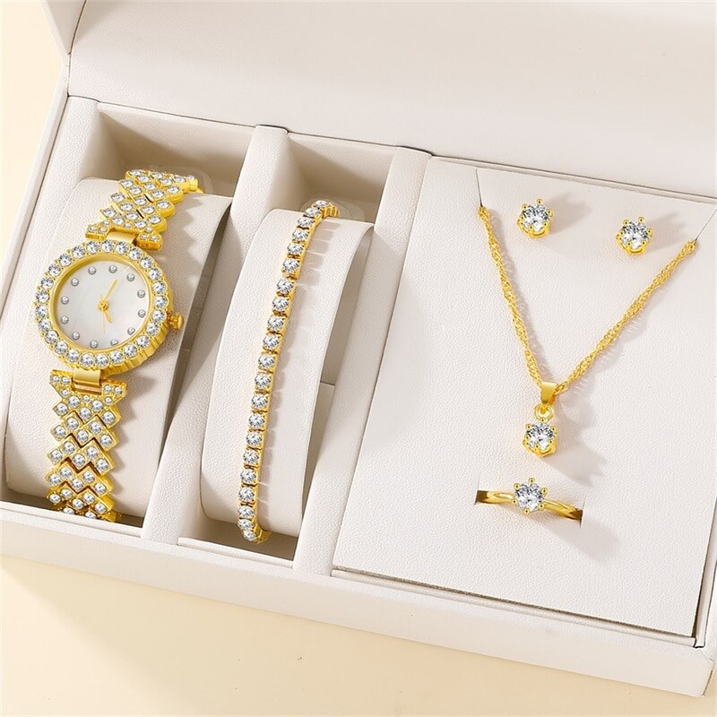 6PCS Set Luxury Casual Ladies Watches Bracelet Set Clock