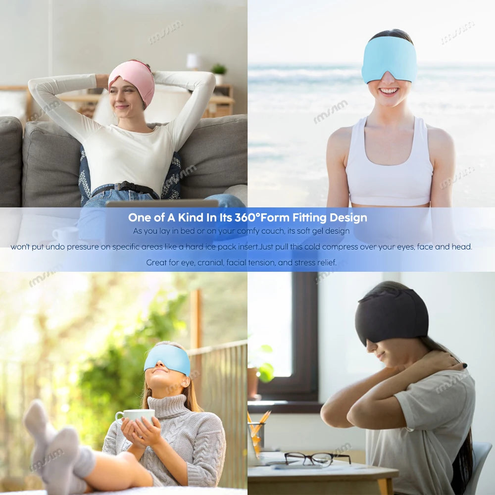 Migraine Relief Hat headache hat Gel Hot Cold Therapy Ice Cap For Relieve Pain Ice Hat Eye Mask Stress Pressure Pain Relief