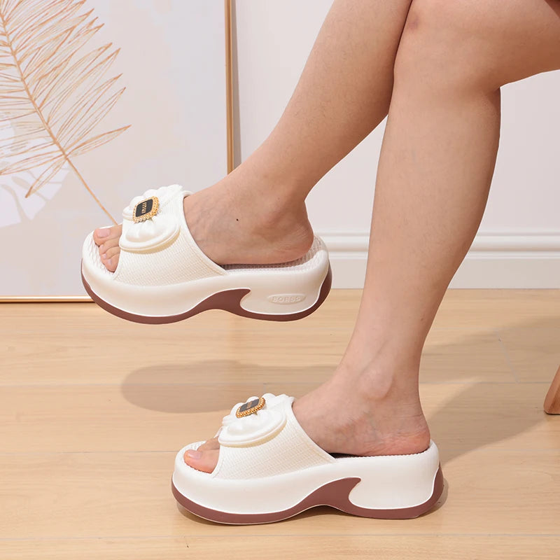 Eyriphy Size: 35-36 to 39-40 Women's Slippers Women High Heels Summer New Fashion Thick-soled Slippers Soft High-value Versatile