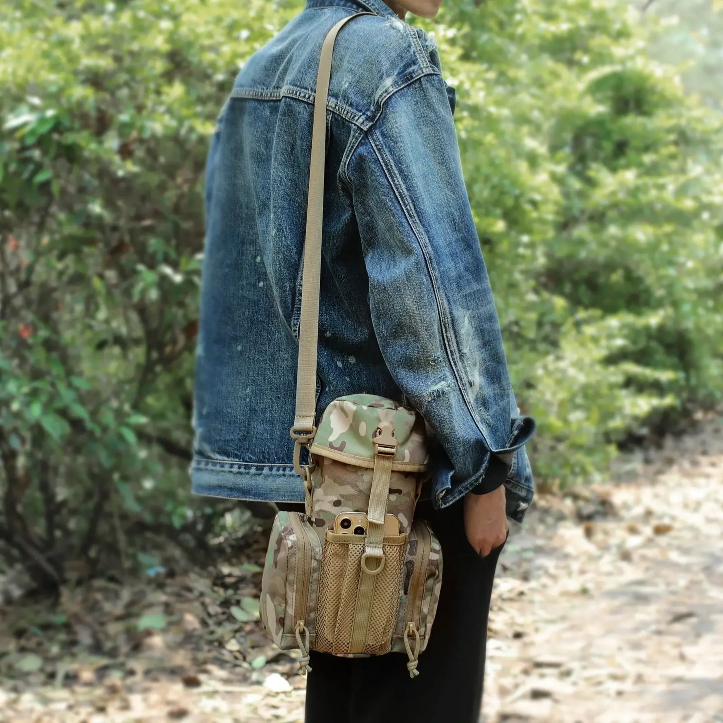 Water Bottle Pouch Molle Shoulder Bag Phone Holder Outdoor Sports Travel Fishing Camping Hiking Hunting Kettle Waist Pack Bags