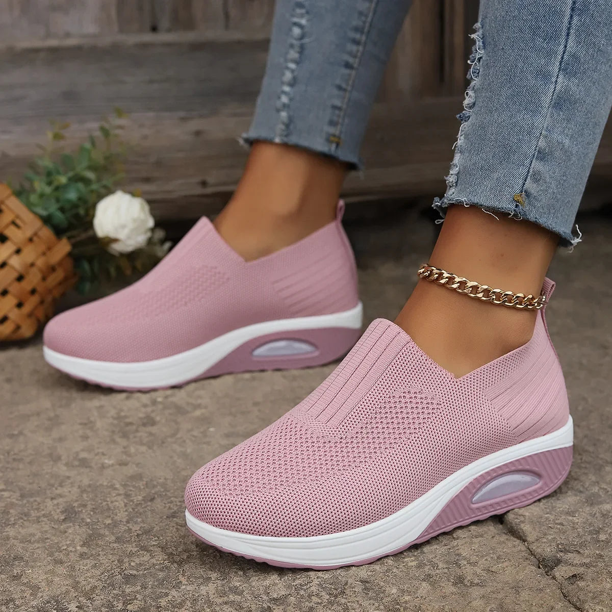 Women Walking Shoes Air Cushion Non Slip Orthopedic Shoes Ladies Platform Mules Breathable Wedge Female Sneakers 2025