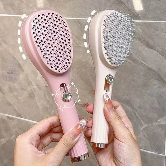 Self Cleaning Hair Brush for Women,Retractable Hairbrush Easy Clean,Anti Static Massage Brush,Rotary Telescopic Structure