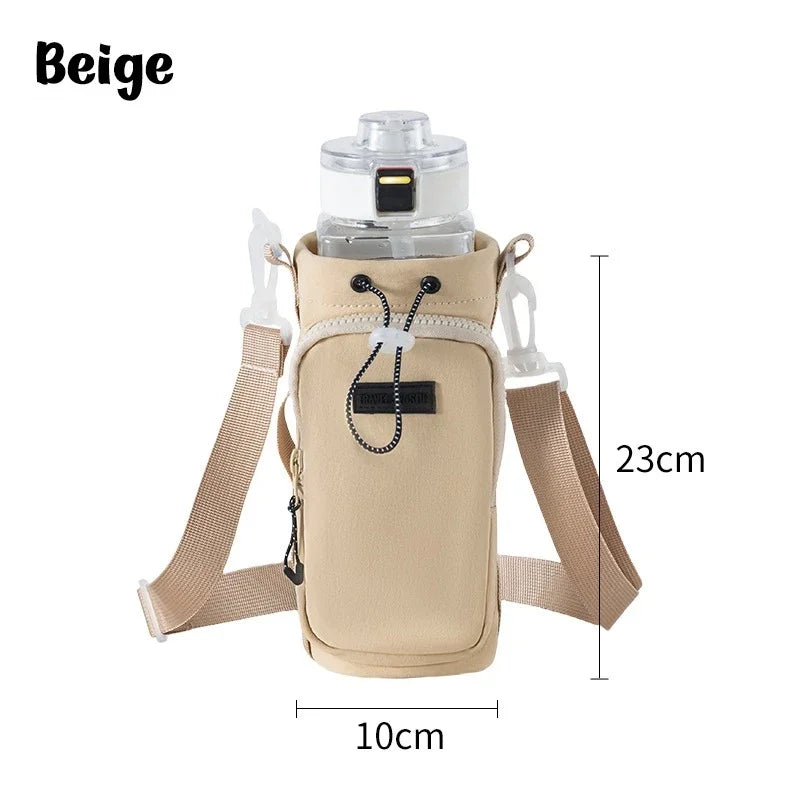 Portable Water Bottle Bag Outdoor Sports Phone Water Bottle Storage Bags Hiking Camping Travel Kettle Bag with Shoulder Straps