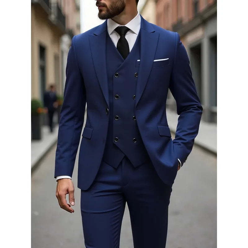 Single Breasted Men's Suit Formal Wear 3 Piece Set Four Seasons Traje Americana Hombre suit men traje amerimens suits 3 piece