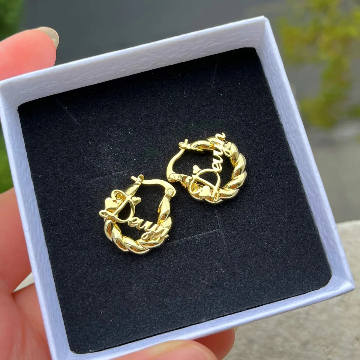 DUOYING Custom Name Earrings 18mm Personalized Twist Hoop Earring 2022 With Letters Anti-allergy For Women Girls Jewelry Gift