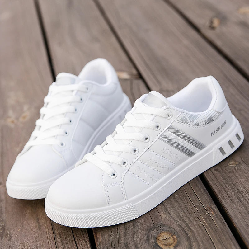 Men Sneakers Casual Shoes Men Flats Zapatillas Hombre Lightweight Pu Leather Breathable Shoe Mens White Sports Tenis Shoes