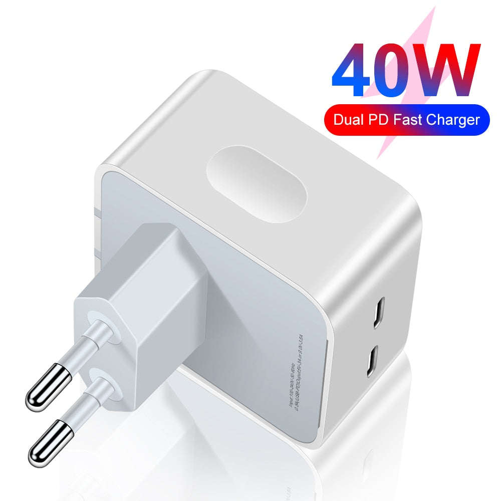 Dual PD USB Type-C Fast Charger For Smartphones