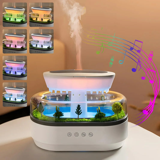Aroma Humidifier Raindrop Air Humidifier Colorful Light White Noise Essemtial Oil Diffuser Home Ultrasonic Fragrance Diffuser