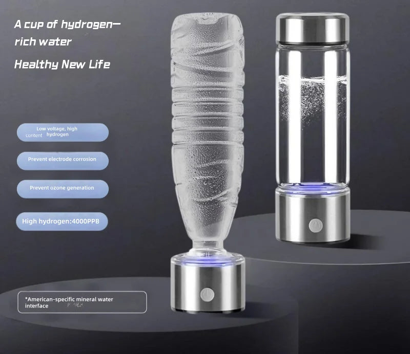 Portable Hydrogen Water Generator Bottle Rechargeable Electric Alkaline Ionizer Cup Hydrogen-Rich Water Health Care