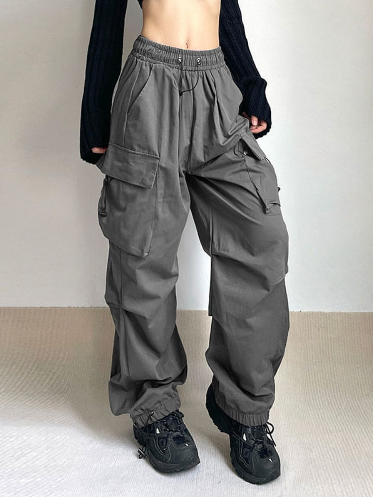 Women Streetwear Vintage Y2k Hip Hop Wide Leg Joggers Baggy Sweatpants Tech wear