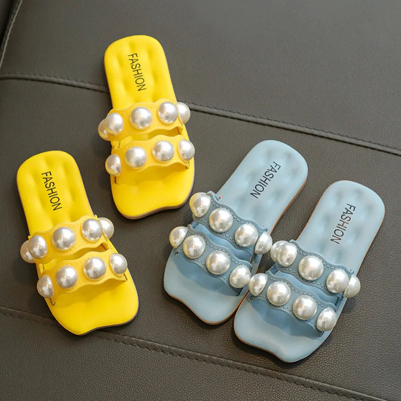 2026Summer Children's Slippers Girls Princess Non-slip Soft Sole Slippers Toddler Girl Shoes Bow Tie Slippers Flip Flops Outdoor