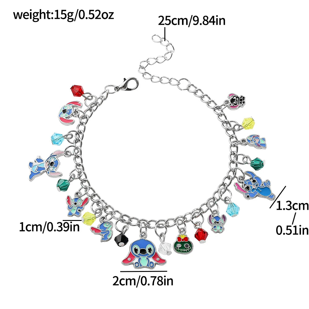 New Arrival Stitch Silver Plated Charm Bracelet For Women With Crystal Beads Pandents DIY Fashion Cute Jewelry