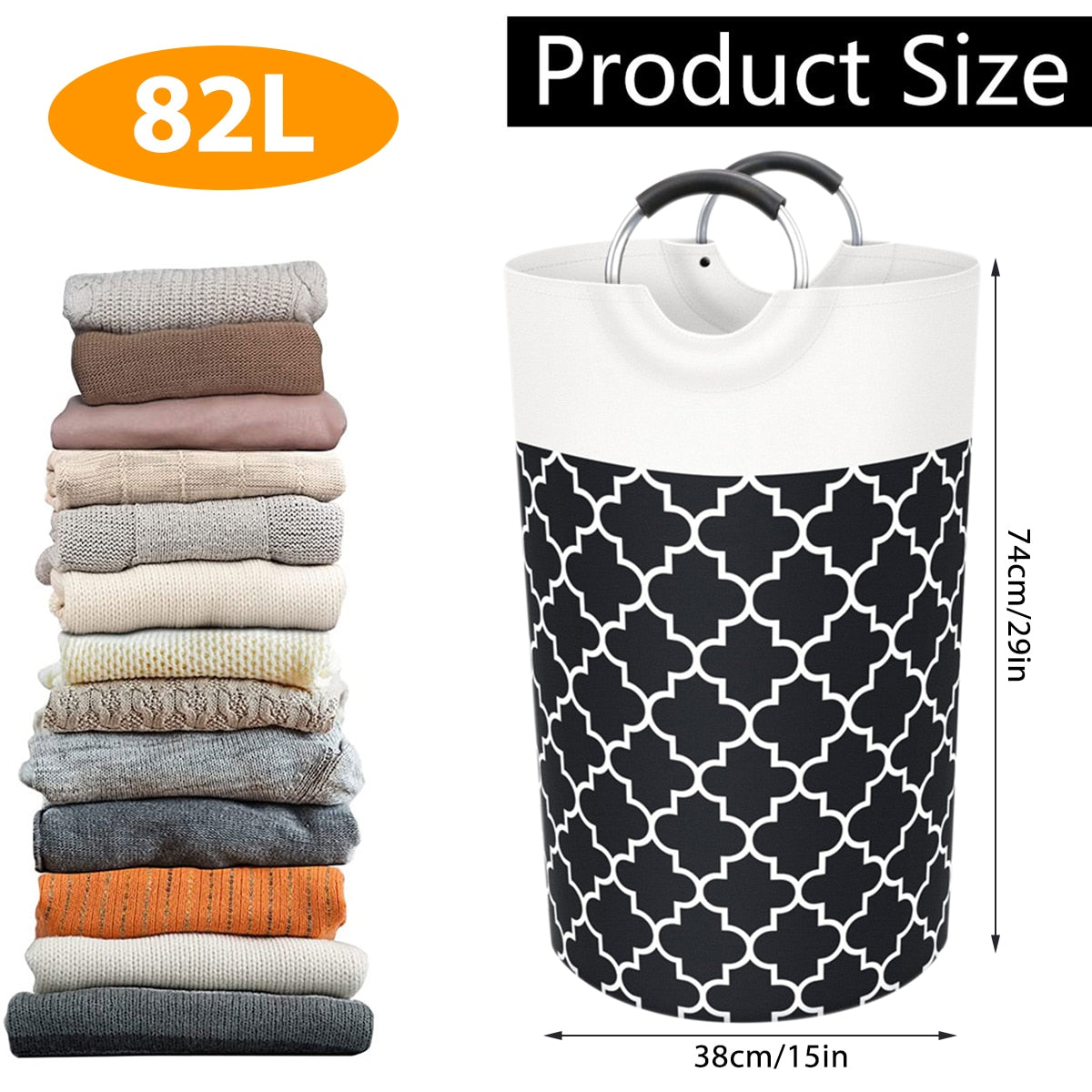 Large Capacity Laundry Basket With Handles