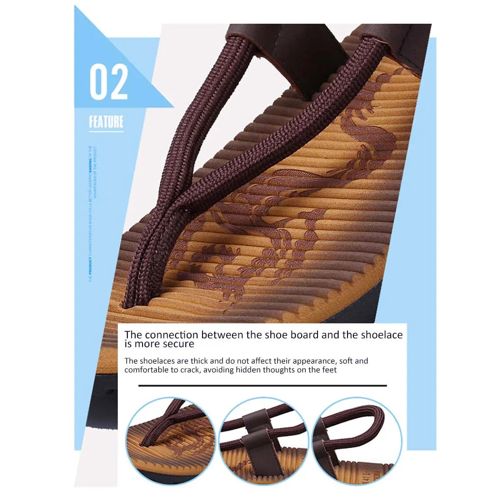 Summer Men's Flip-Flops Minimalist Beach Sandals Large Size Lightweight Non-slip Soft Sole Beach Couples Toe Thong Sandals