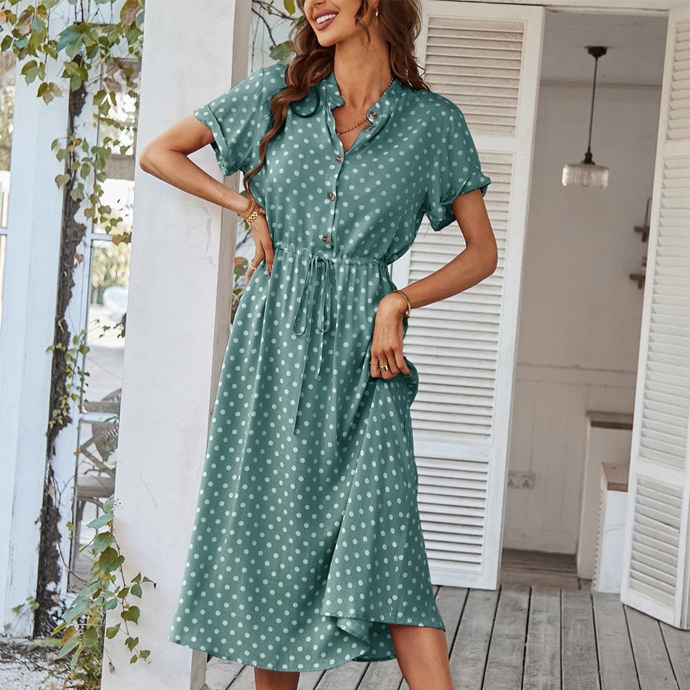 Women Casual Midi Holiday Summer Dress