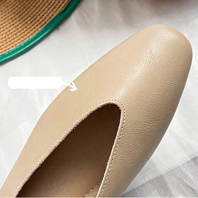 Woman Elegant Summer French Square Toe Green Mary Janes Cute Casual Flats Female Retro Shoes Low Heeled Soft Soled Flat Shoes