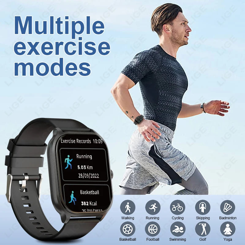 LIGE Smart Watches Women Men Bluetooth Call Sports Fitness Track Bracelet Blood Oxygen Health Monitor Smartwatch For Andriod IOS