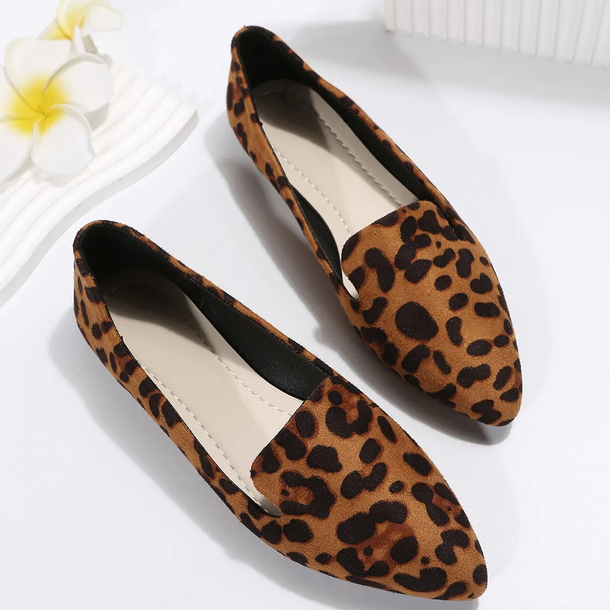 Loafers Flats Leopard Pointed Toe Casual Women Shoes New Comfortable Walking Mujer Zapatos:Wear-resisting