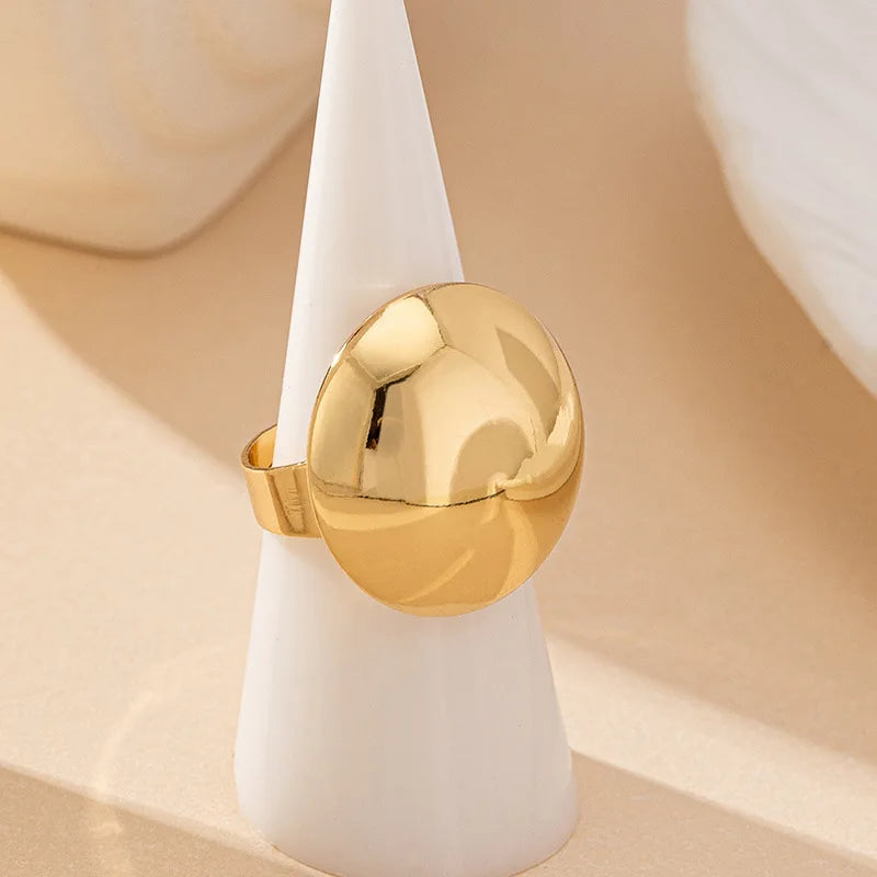 Geometric Disc Smooth Ring Retro Exaggeration Women Girls Product Fashion Jewelry Hot Sale Party Gift 2025 New Style