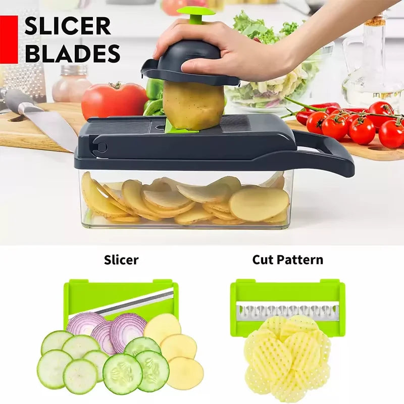 Multifunctional Vegetable Chopper Handle Food Grate Food Chopper Vegetable Slicer Dicer Cut 14/16 in 1 Kitchen Items Cocina