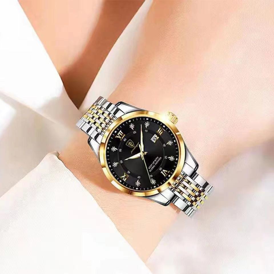 Luxury Fashion Ladies Waterproof Luminous Date Stainless Stain Quartz Wristwatch