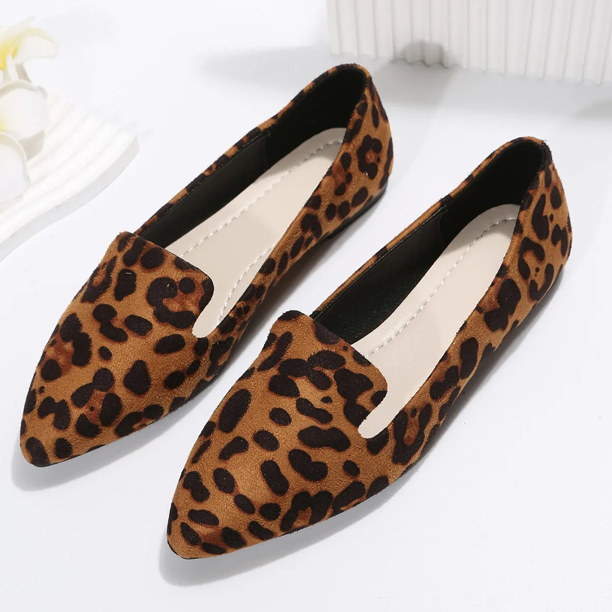 Loafers Flats Leopard Pointed Toe Casual Women Shoes New Comfortable Walking Mujer Zapatos:Wear-resisting