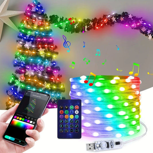 Smart IC LED String Light WS2812 Bluetooth Fairy Light Addressable USB 5V 20m 10m 5m Dreamcolor Music Sync Party Garland Decor