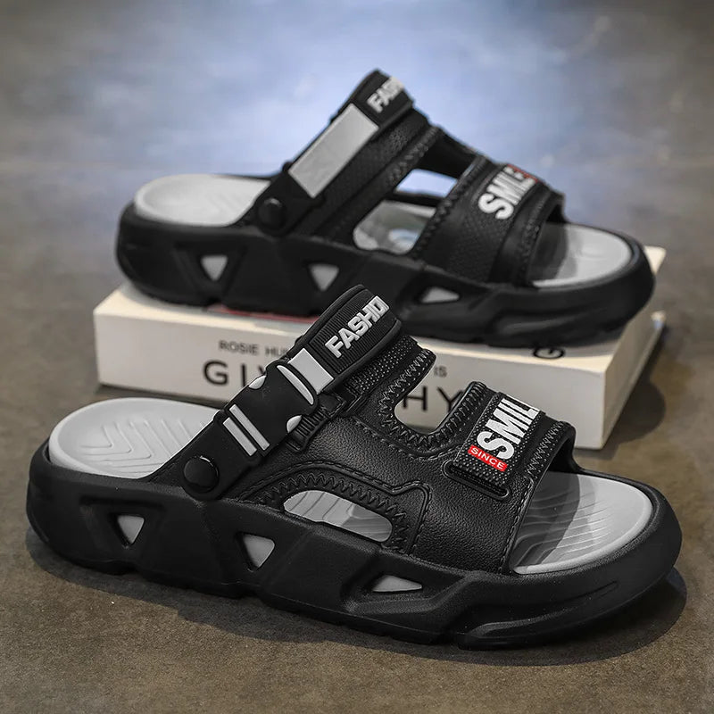 Men's Summer Outdoor Slip-Resistant Driving Dual-Purpose Beach Sandals Sports Slippers Large Size Slip-On EVA Material