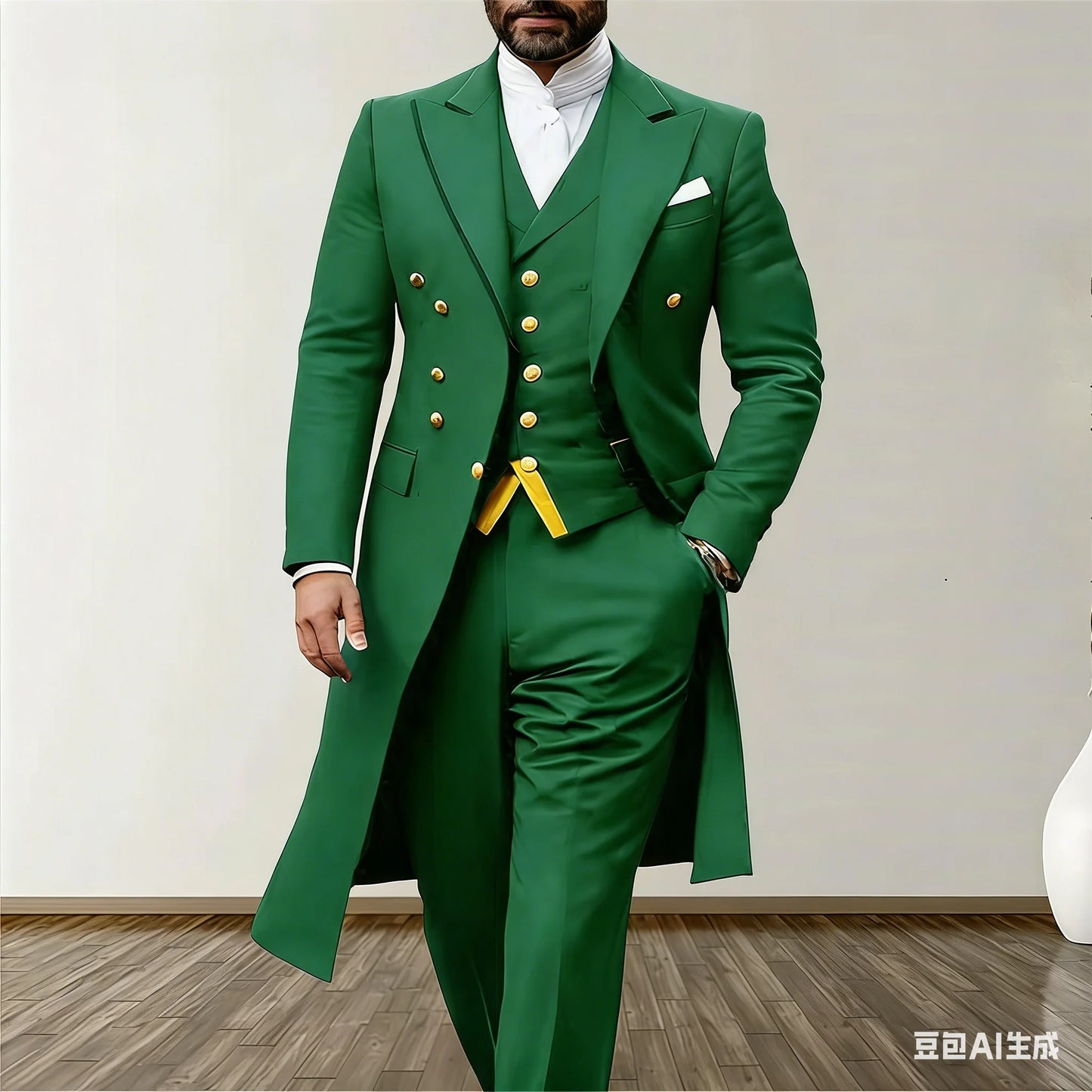Blue Wedding Men Suits 3 Piece Long Blazer Vest Pants Satin One Button Tuxedo Formal Work Wear Prom XS-5XL
