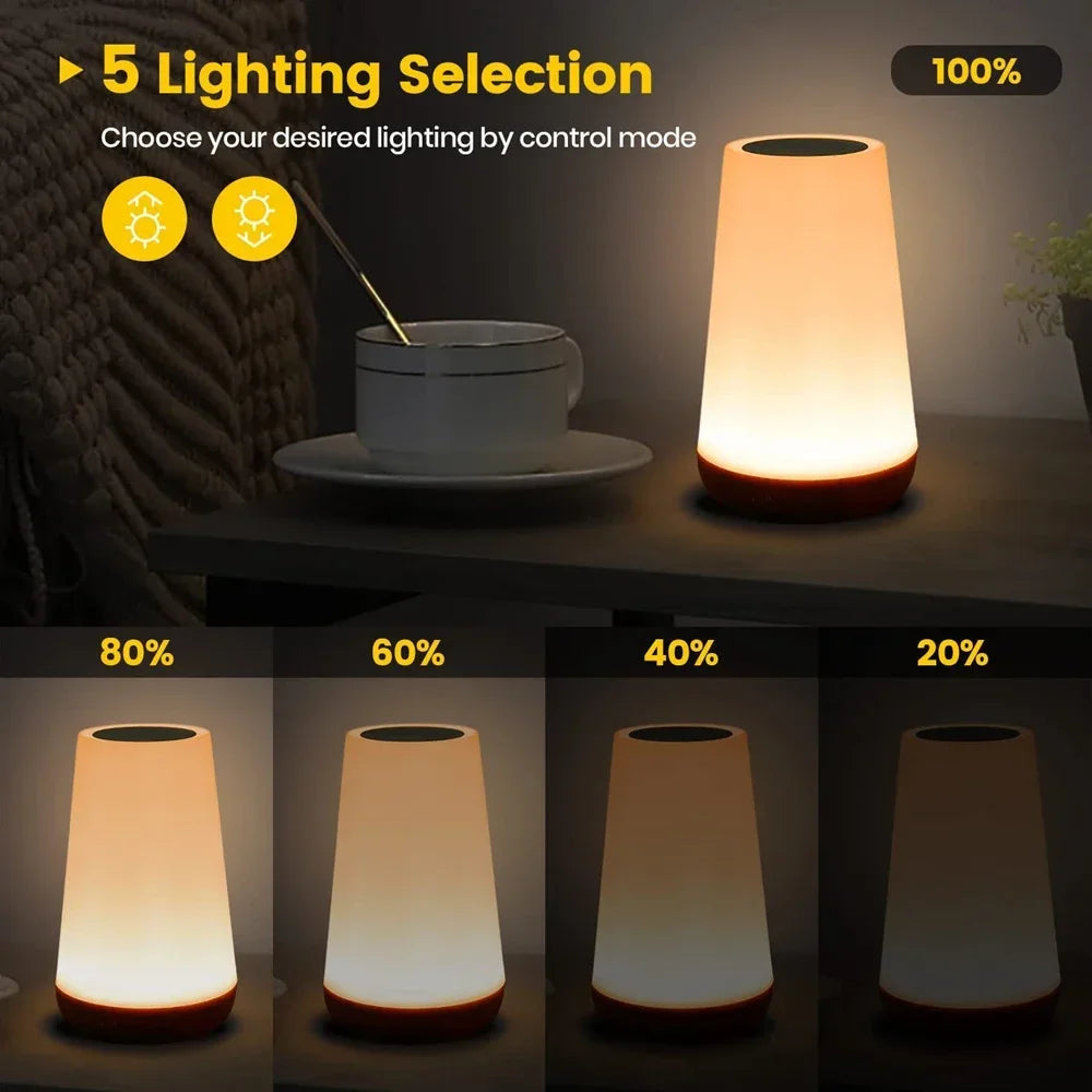 13 Color LED Changing Night Light RGB Remote Control Touch Dimmable Lamp Portable Table Bedside Lamp USB Rechargeable Night Lamp