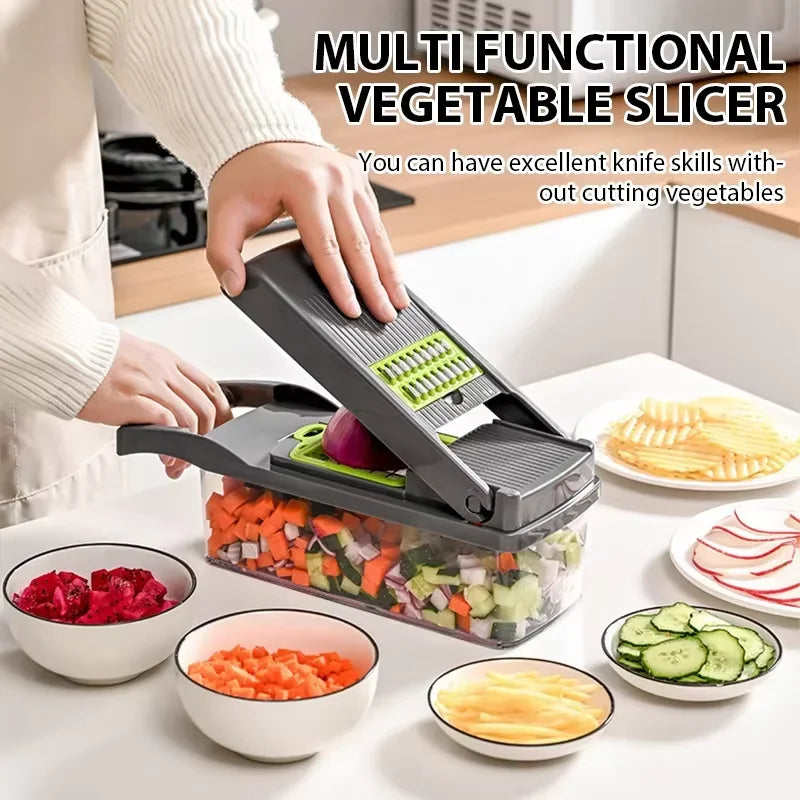 Multifunctional Vegetable Chopper Handle Food Grate Food Chopper Vegetable Slicer Dicer Cut 14/16 in 1 Kitchen Items Cocina