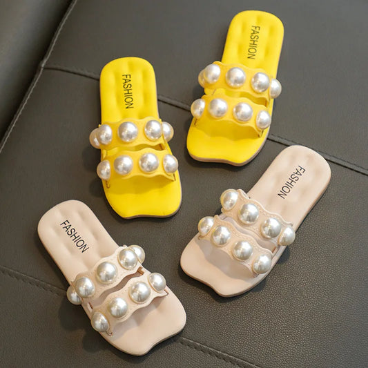2026Summer Children's Slippers Girls Princess Non-slip Soft Sole Slippers Toddler Girl Shoes Bow Tie Slippers Flip Flops Outdoor
