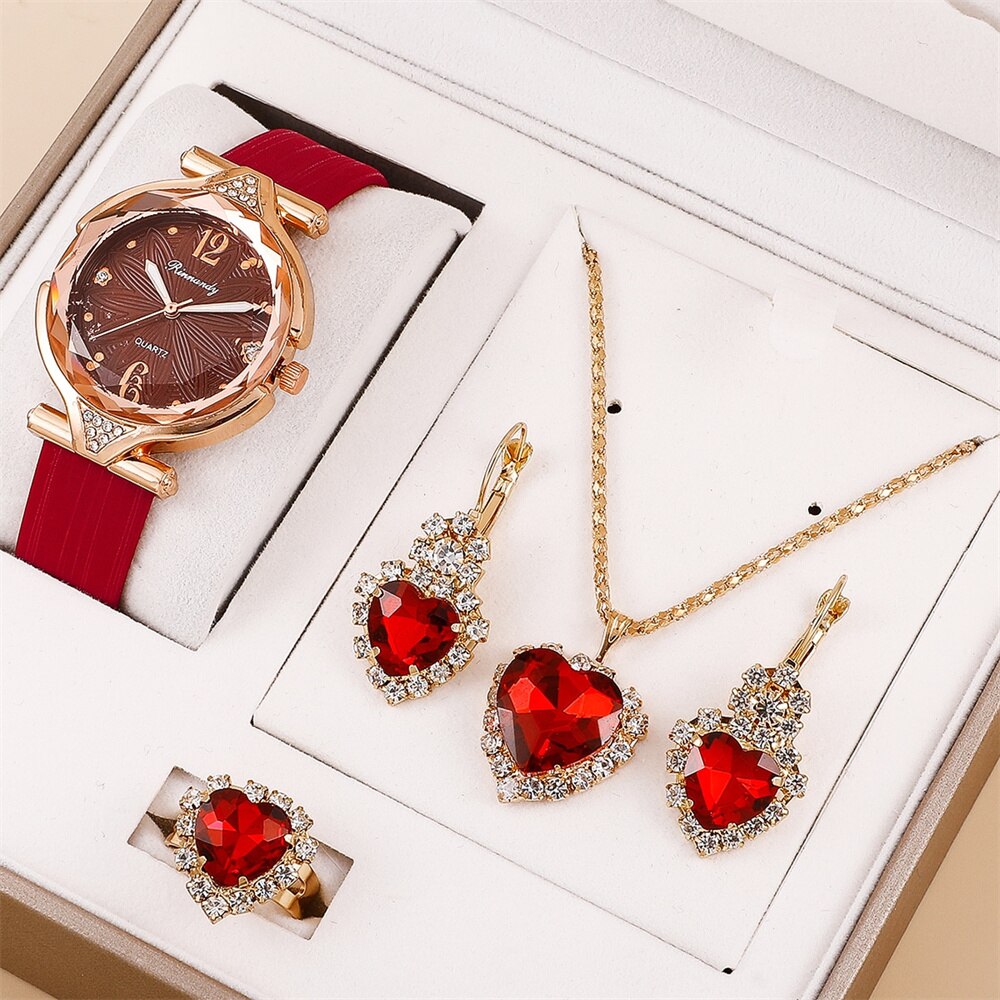 New 5pcs Fashion And Leisure Quartz Watch Set For Women