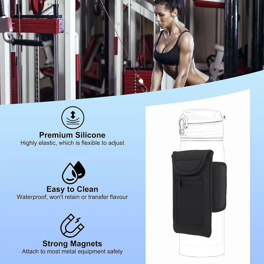 Universal Water Bottle Elastic Sleeve Reusable Gym Accessories Elastic Magnetic Gym Bag Waterproof Water Bottle Pockets